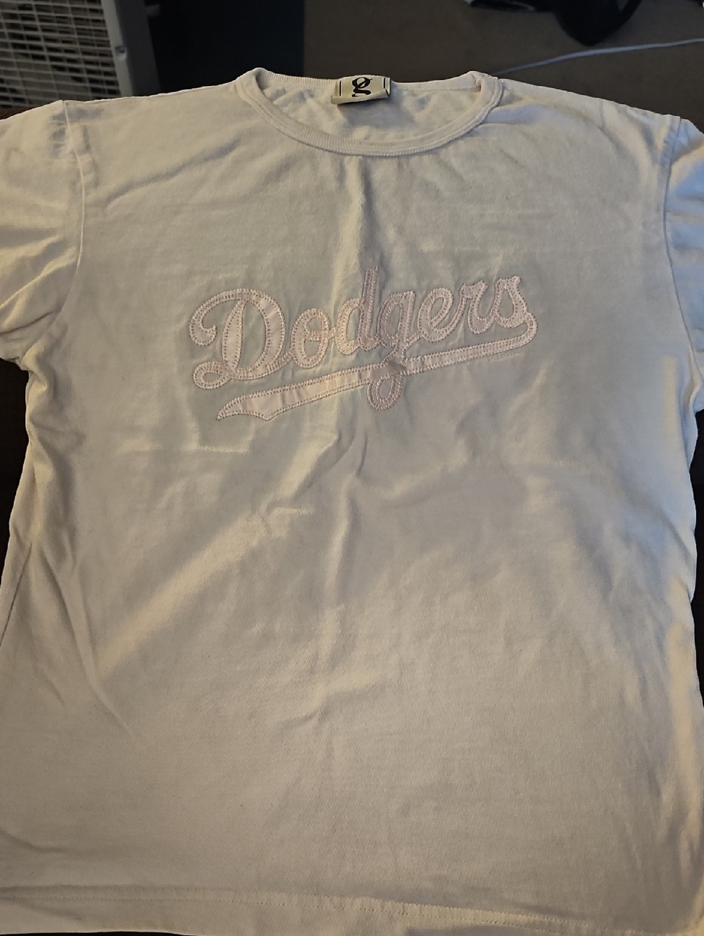 Dodgers Embroidered Logo Kids Tee - White